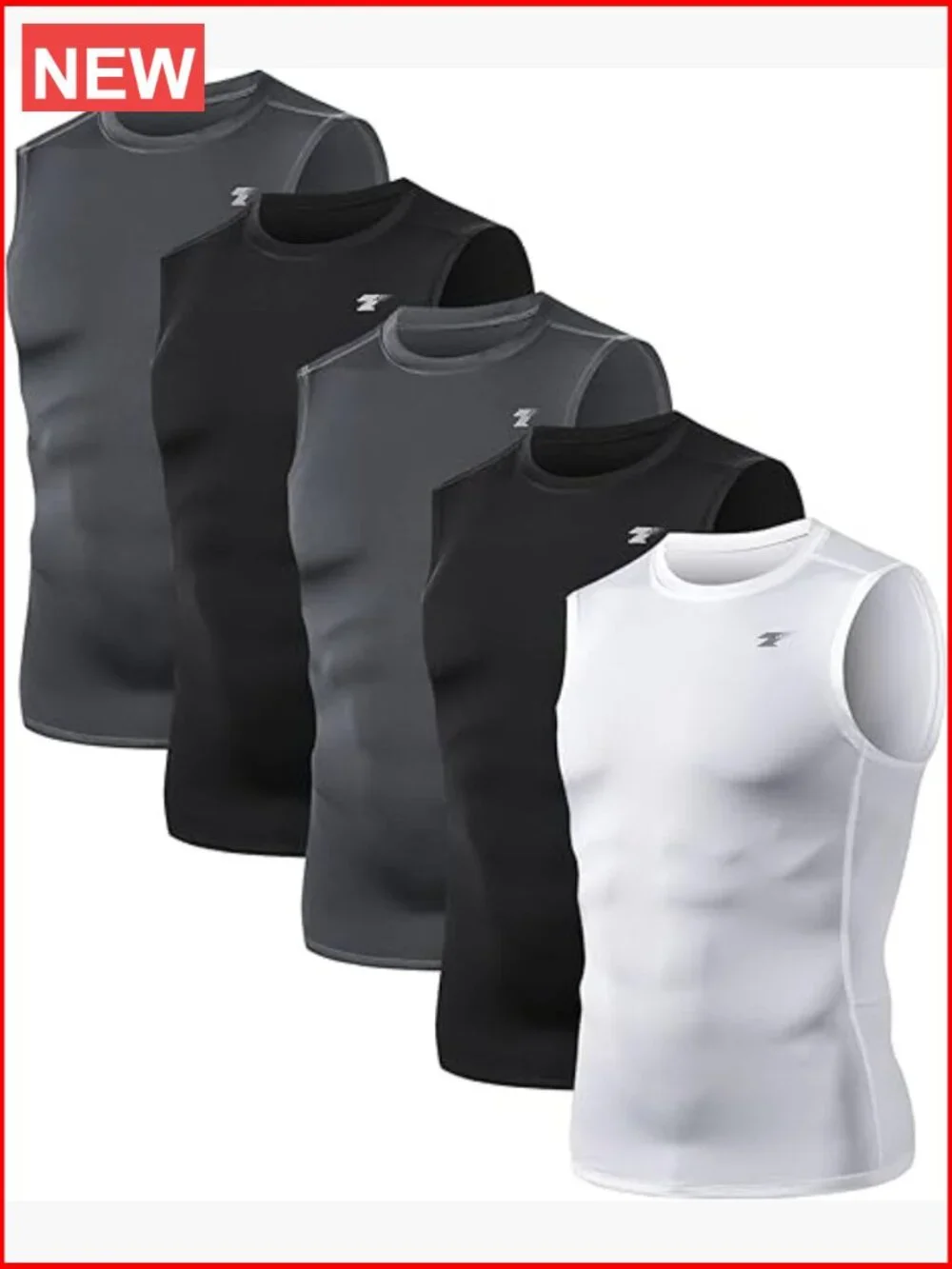 5 Pack Men's Sleeveless Compression Tank Tops Athletic Base Layer Shirts